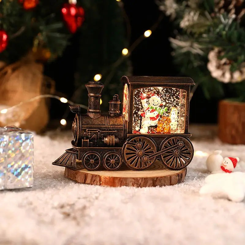 Christmas Gift Christmas Crystal Ball Ornaments LED Lights Train