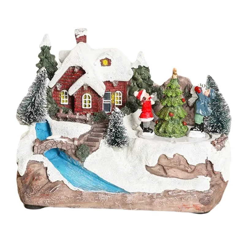 Christmas Rotating Music Statue Christmas Home Decoration
