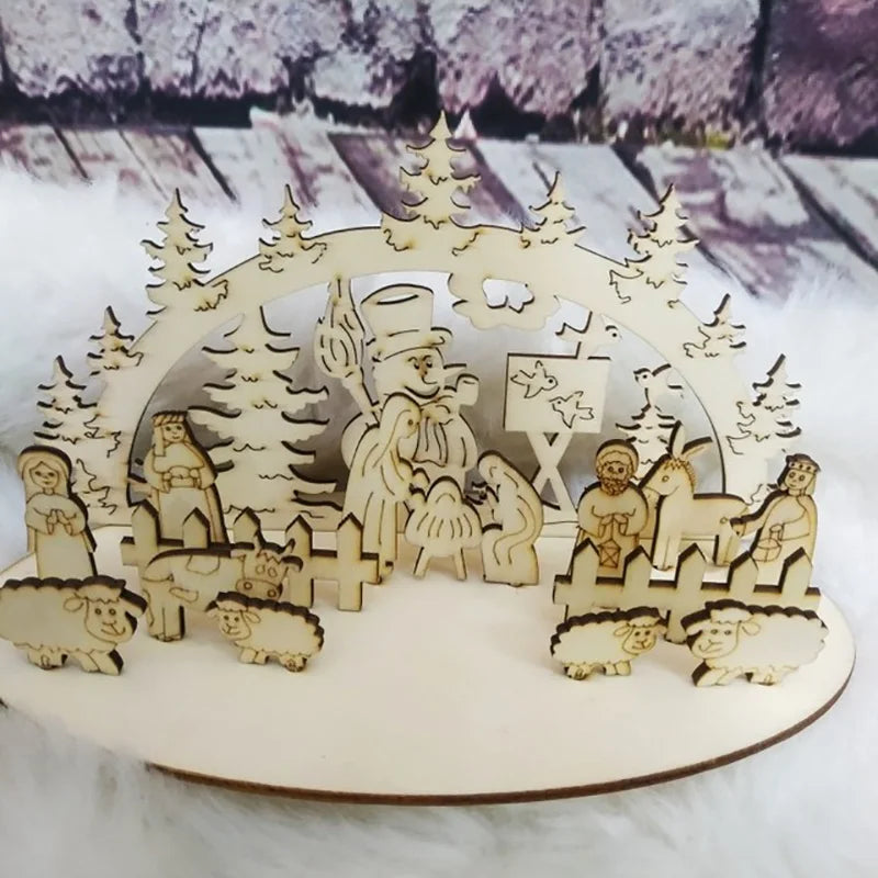 Christmas Wooden Ornaments Snowman Church Christmas
