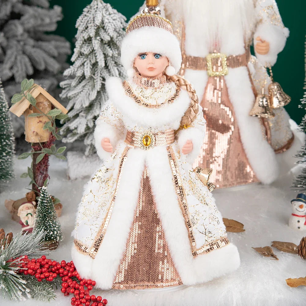 35cm  Plush Doll Christmas Decoration Candy Bucket with Music and Storage Bag.