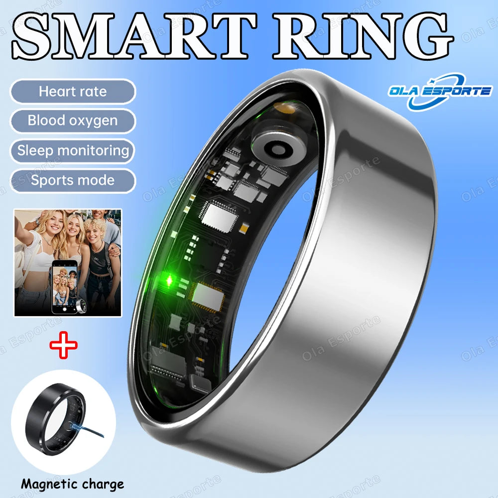 Men Women Smart Ring With Charging Case Heart Rate Sleep Sport Fitness Tracker 3ATM Take Photo SmartRing Android IOS