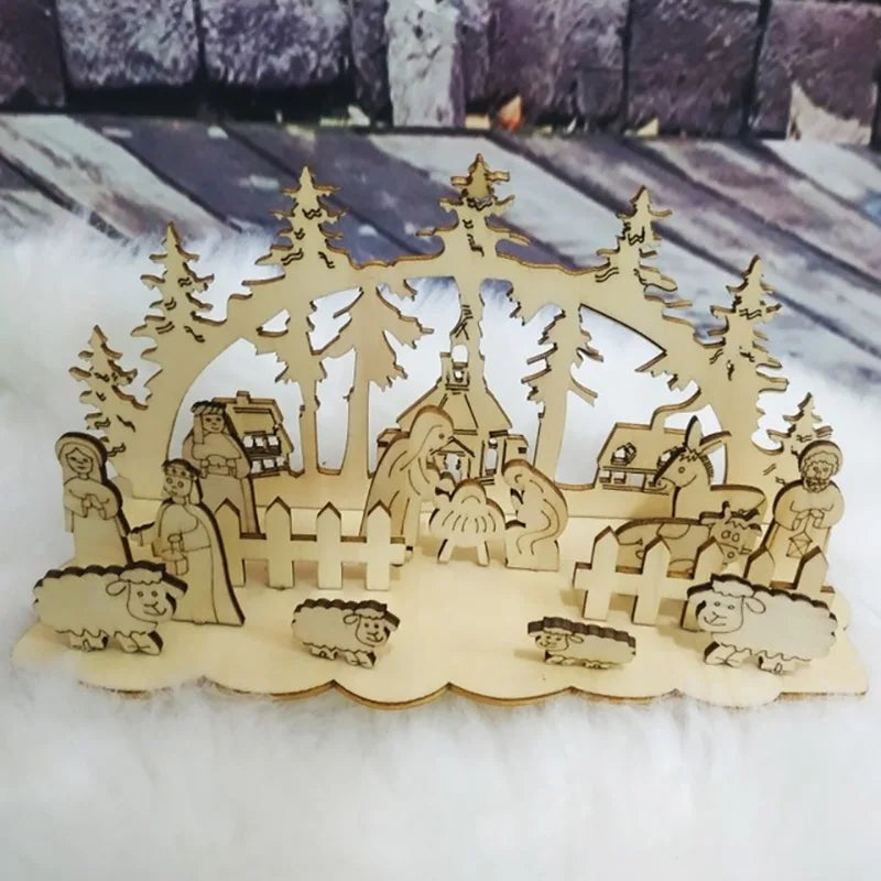 Christmas Wooden Ornaments Snowman Church Christmas
