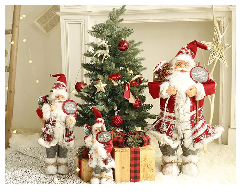 60cm Large Santa Claus Merry Christmas Decorations for Home Happy New Year 2023 Fabric Knitting Clothes Doll Window Decor