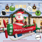 2.7M/9FT Christmas Ornament Inflatable Toys Santa Plane Built-in LED Lights