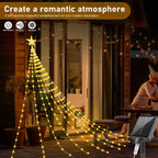 Christmas Decoration Star String Lights 300LED 8 Modes Waterfall Christmas Tree Fairy Lights for Outdoor Wedding Holiday