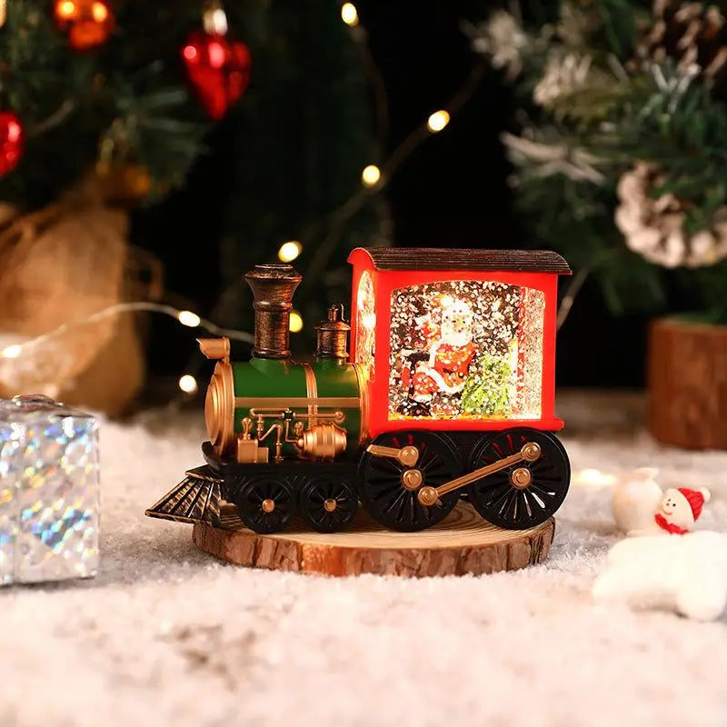 Christmas Gift Christmas Crystal Ball Ornaments LED Lights Train