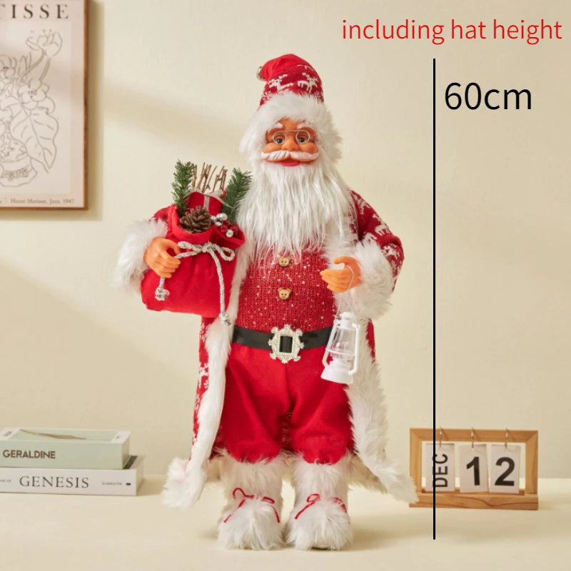 60cm Large Santa Claus Merry Christmas Decorations for Home Happy New Year 2023 Fabric Knitting Clothes Doll Window Decor