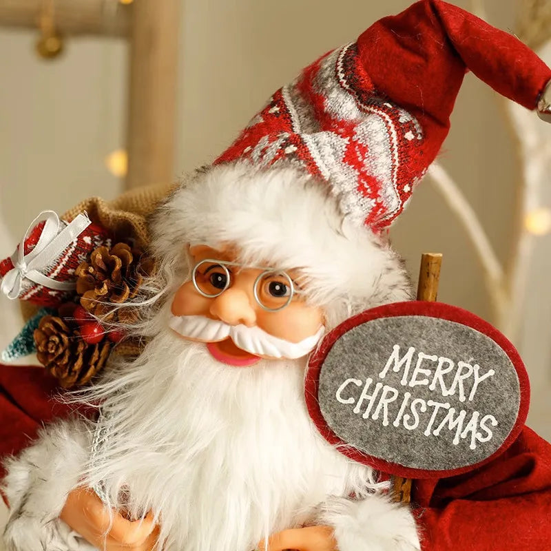 60cm Large Santa Claus Merry Christmas Decorations for Home Happy New Year 2023 Fabric Knitting Clothes Doll Window Decor