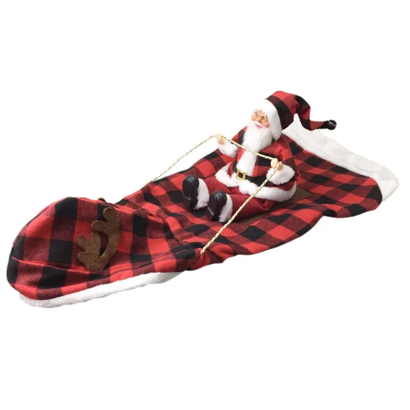 Dog Christmas Funny Outfit Pet Clothes Santa Claus Riding Pet Cosplay Costume