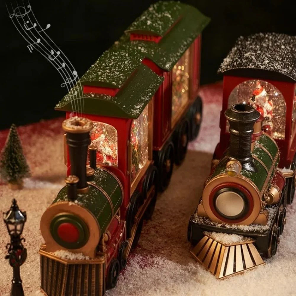 Christmas Gift Christmas Crystal Ball Ornaments LED Lights Train