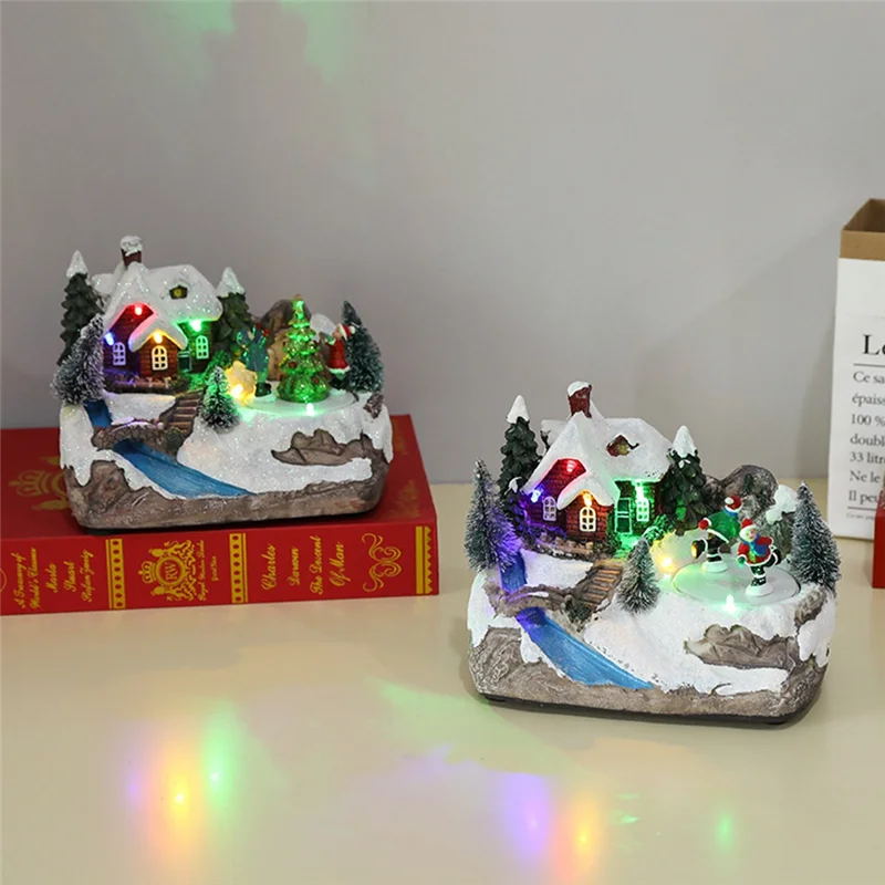 Christmas Rotating Music Statue Christmas Home Decoration