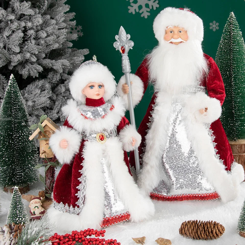 35cm  Plush Doll Christmas Decoration Candy Bucket with Music and Storage Bag.