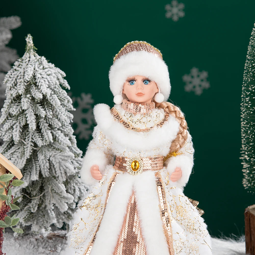 35cm  Plush Doll Christmas Decoration Candy Bucket with Music and Storage Bag.