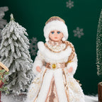 35cm  Plush Doll Christmas Decoration Candy Bucket with Music and Storage Bag.