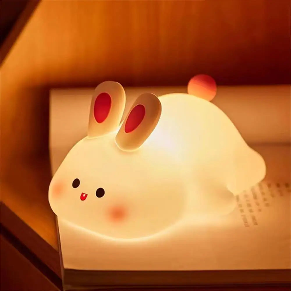Cute Bunny Cartoon Night Light - USB Rechargeable Touch Dimming
