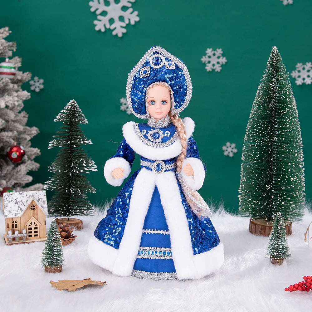 35cm  Plush Doll Christmas Decoration Candy Bucket with Music and Storage Bag.