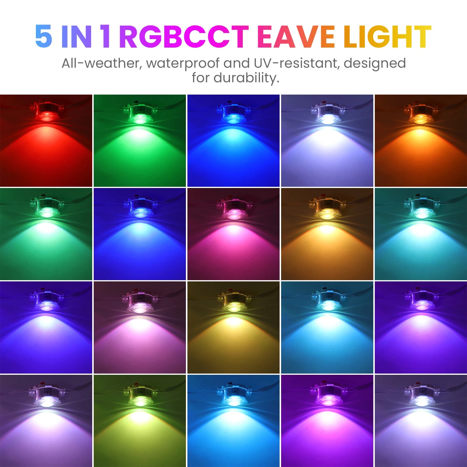 Smart RGB Eave Lights  Waterproof, APP&Remote Control,Timer, Dimmable, LED