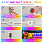 Smart RGB Eave Lights  Waterproof, APP&Remote Control,Timer, Dimmable, LED