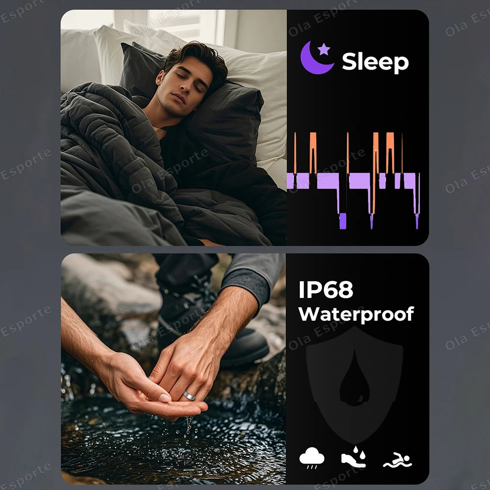 Men Women Smart Ring With Charging Case Heart Rate Sleep Sport Fitness Tracker 3ATM Take Photo SmartRing Android IOS