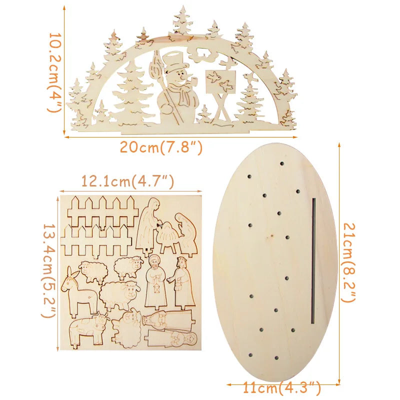 Christmas Wooden Ornaments Snowman Church Christmas