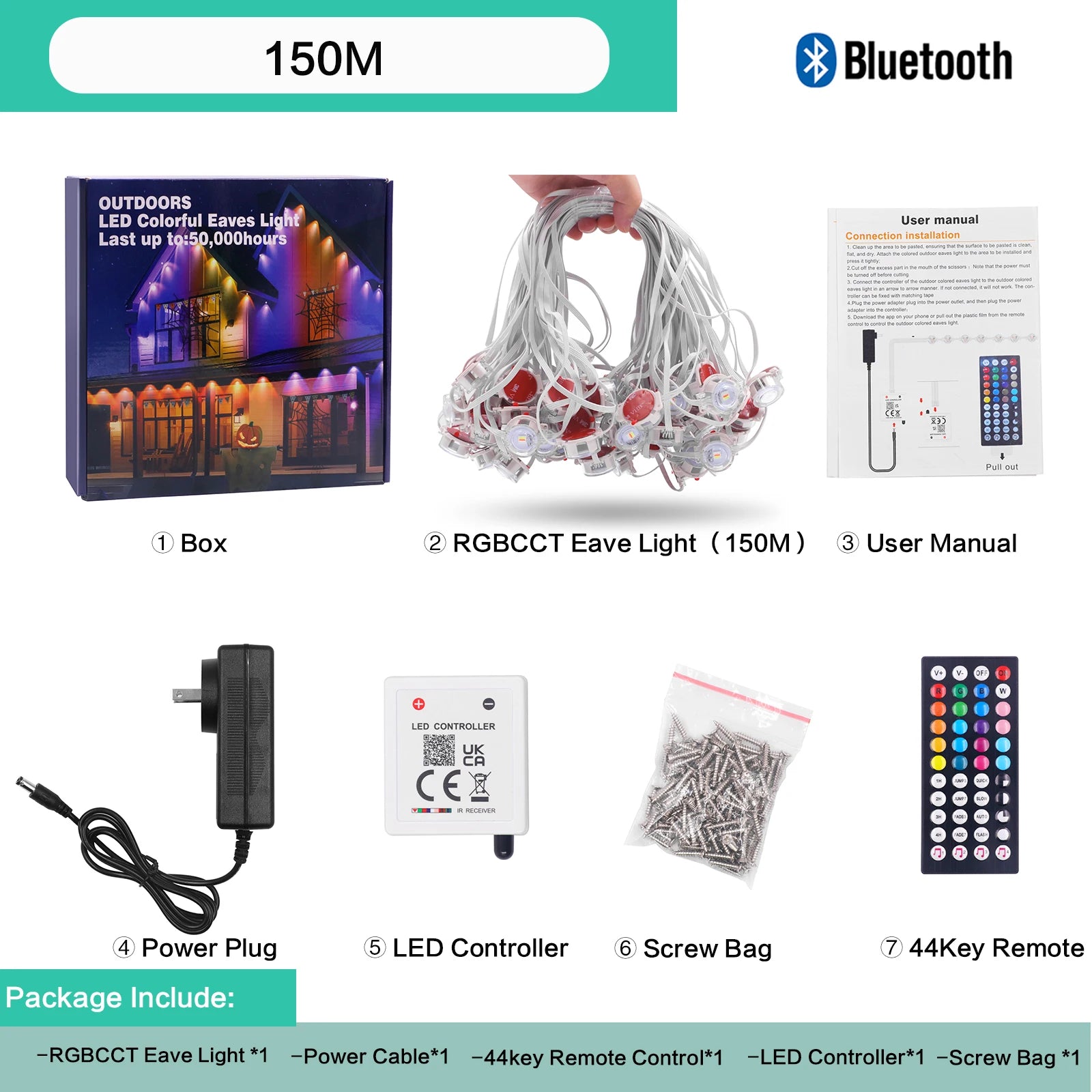 Smart RGB Eave Lights  Waterproof, APP&Remote Control,Timer, Dimmable, LED