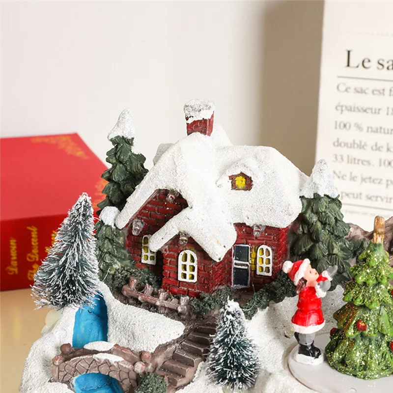 Christmas Rotating Music Statue Christmas Home Decoration