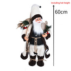 60cm Large Santa Claus Merry Christmas Decorations for Home Happy New Year 2023 Fabric Knitting Clothes Doll Window Decor