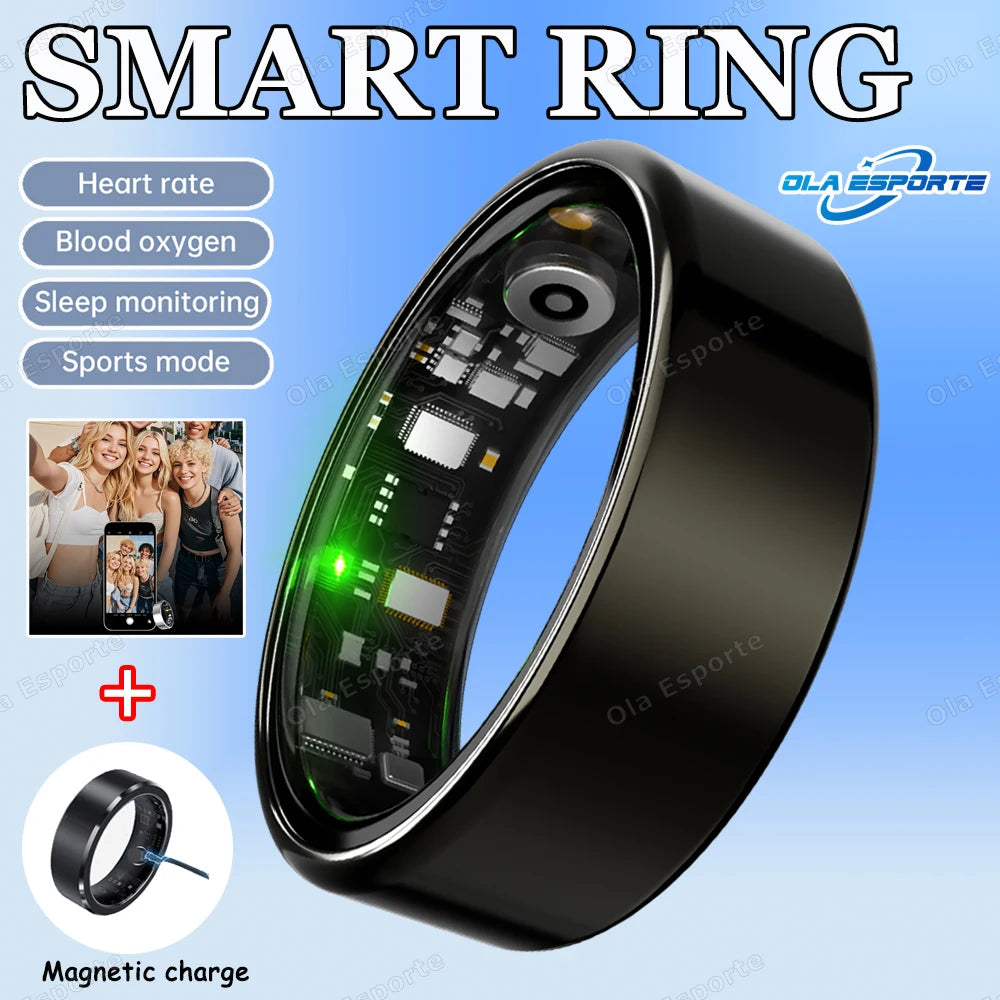 Men Women Smart Ring With Charging Case Heart Rate Sleep Sport Fitness Tracker 3ATM Take Photo SmartRing Android IOS