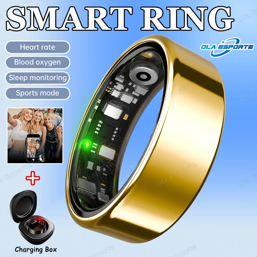 Men Women Smart Ring With Charging Case Heart Rate Sleep Sport Fitness Tracker 3ATM Take Photo SmartRing Android IOS