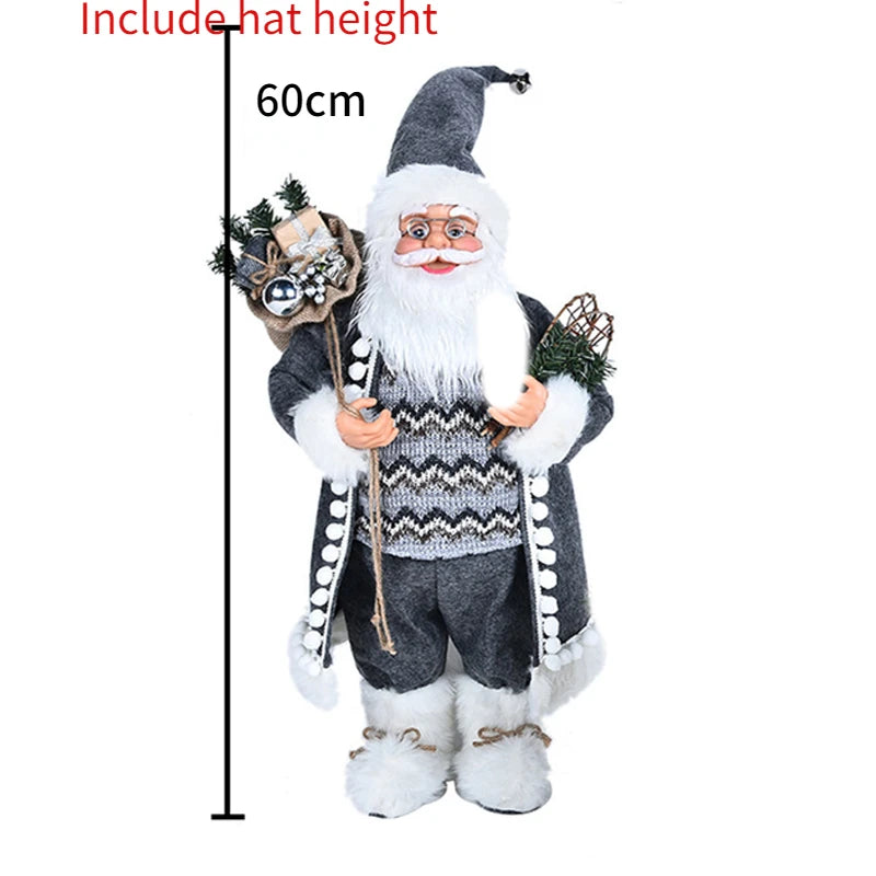 60cm Large Santa Claus Merry Christmas Decorations for Home Happy New Year 2023 Fabric Knitting Clothes Doll Window Decor