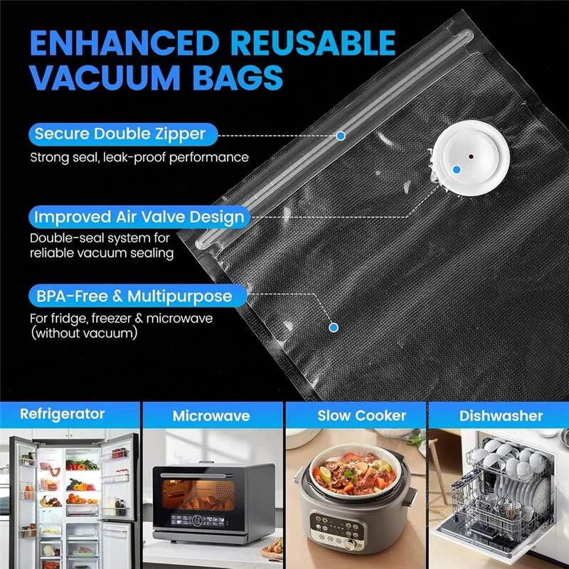 ABWM-Vacuum Sealer For Food With Visible Tank, Handheld Vacuum Sealer Machine With 30 Reusable Bags, Wireless & Portable