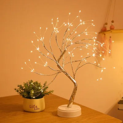 LED Night Light Mini Christmas Tree Copper Wire Garland Lamp.
