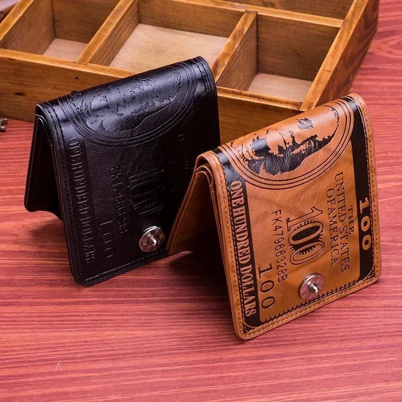 Men's Wallets with 100 US Dollar Pattern Hasp Male  Wallet