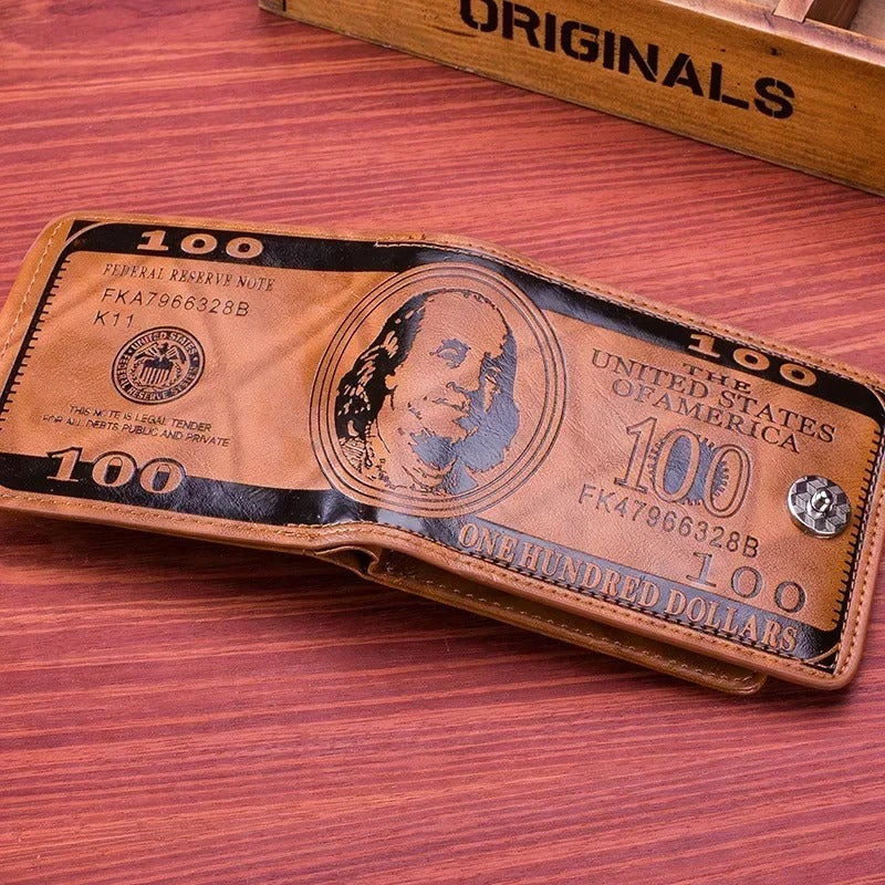 Men's Wallets with 100 US Dollar Pattern Hasp Male  Wallet