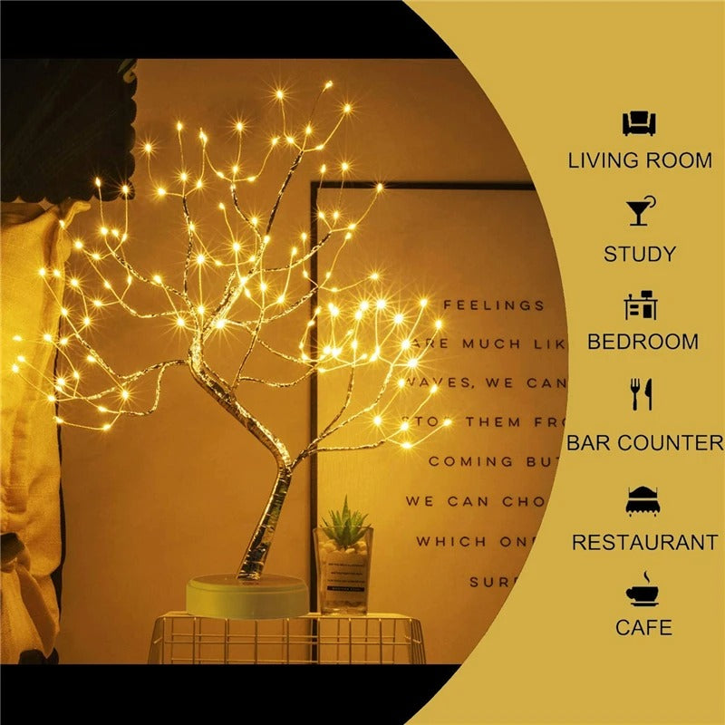 LED Night Light Mini Christmas Tree Copper Wire Garland Lamp.