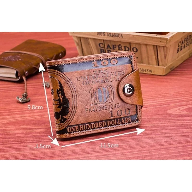 Men's Wallets with 100 US Dollar Pattern Hasp Male  Wallet