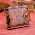 Men's Wallets with 100 US Dollar Pattern Hasp Male  Wallet