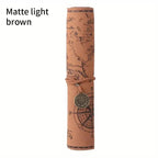 1PC Creative Treasure Map Retro Pencil Case Leather Large Capacity Roll Pencil Bag