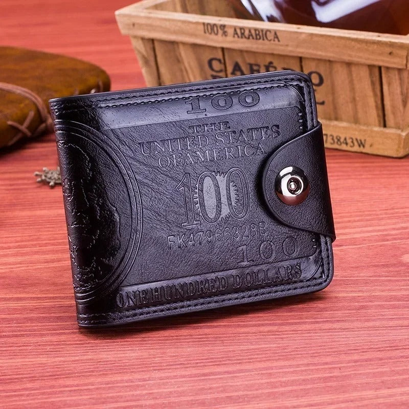 Men's Wallets with 100 US Dollar Pattern Hasp Male  Wallet